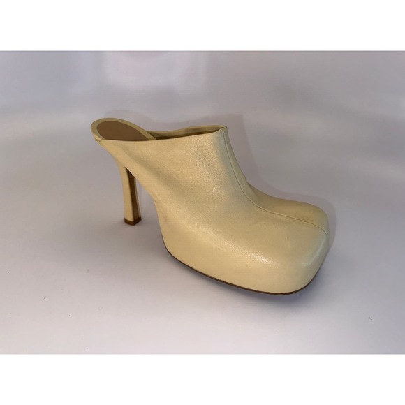 Bottega Veneta Bold Mules Platform Heel Butter Beige Yellow Leather Size 37 - Picture 3 of 14